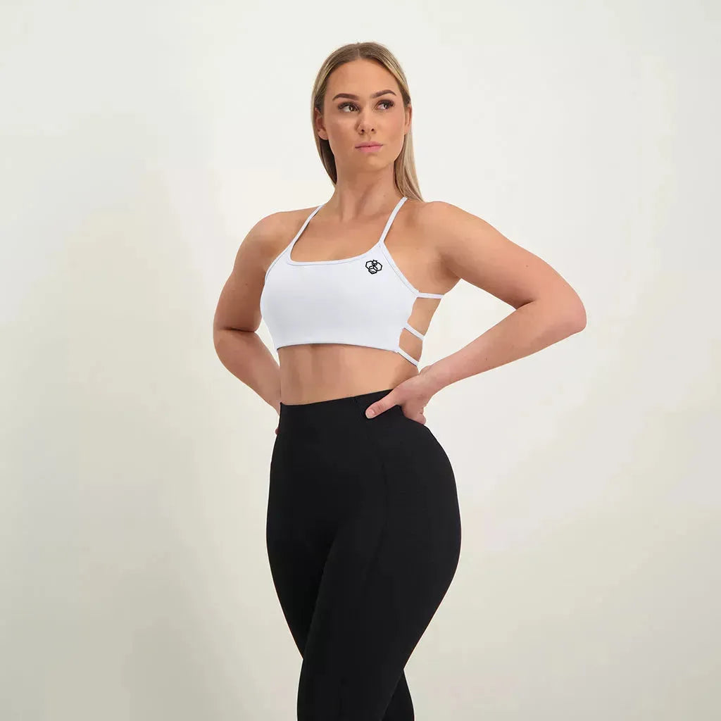 Backless Sports Bra White - Athletic Bee